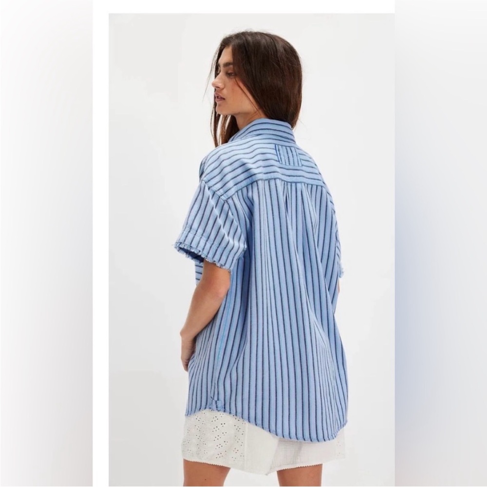 Free People We The Free Christopher Linen Shirt. NWT. Cornflower blue - Picture 4 of 4